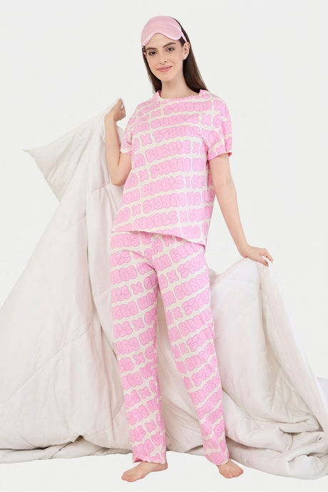 Sweet Dreams Typographic Printed Pyjama Set - Swan White — image 7